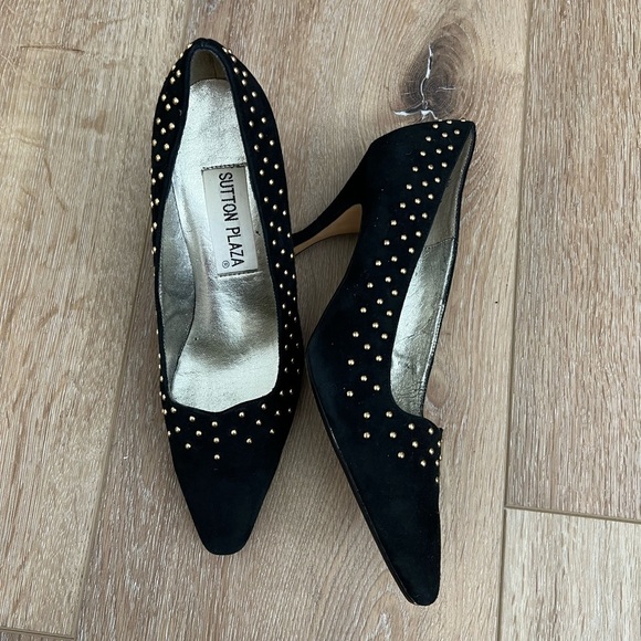 VINTAGE Sutton Plaza Black Suede Heels Size 7.5 - Picture 8 of 8
